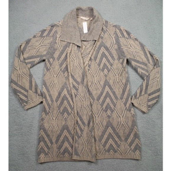Soft Surroundings Sweaters - Soft Surroundings Sweater Womens Size Medium Beige Gray Open Front Cardigan NWT